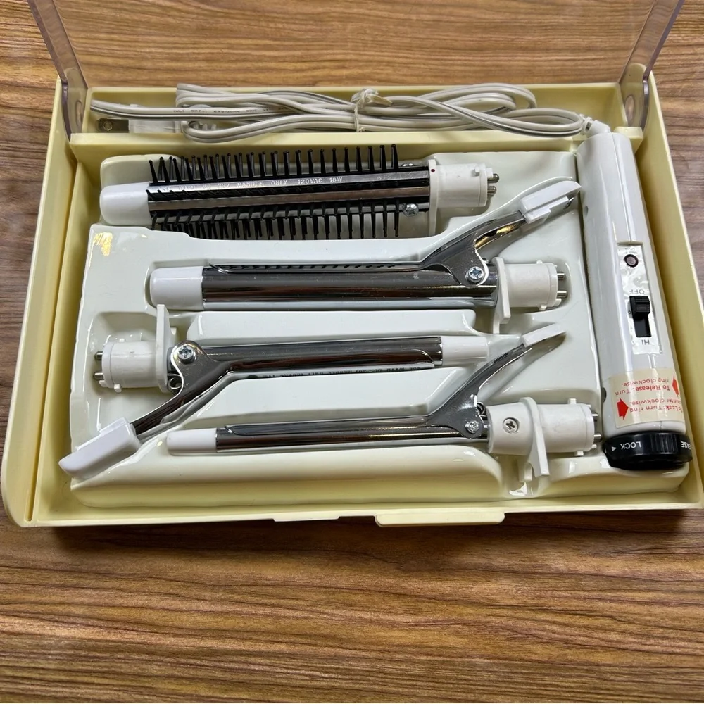 Vintage Windmere Four Way Curls Hair Styling System Curling Irons + Brush